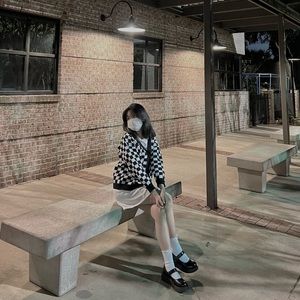 Checkerboard cardigan